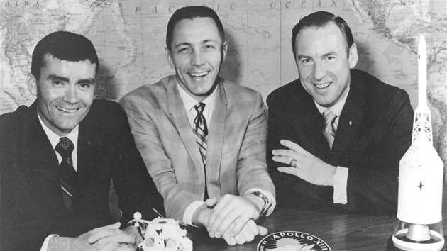 Posdka Apolla 13. Zleva: Fred Haise, John Swigert a James Lovell