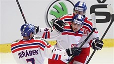 Gólová radost eských hokejist.