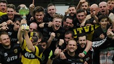 Postupová radost litvínovských florbalistů. Postupová radost litvínovských florbalistů.
