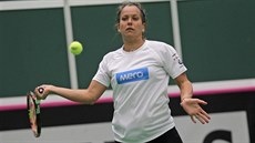 Barbora Strýcová na tréninku ped fedcupovým utkáním s Francií