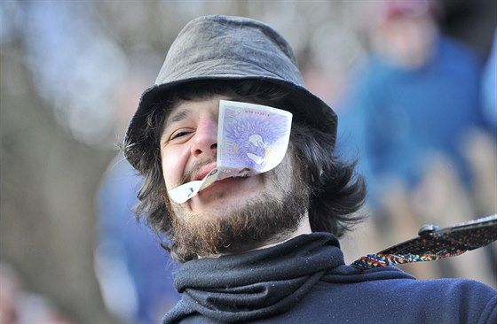 Protest proti stavb úloit jaderného odpadu na eínku u Jihlavy.