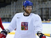 USMVAV KAPITN.  Jakub Vorek na trninku esk hokejov reprezentace.