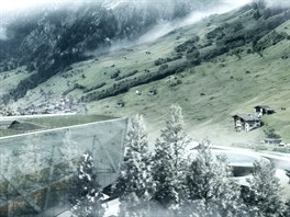 Vizualizace luxusního hotelu 7132 Tower ve výcarské horské vesnice Vals
