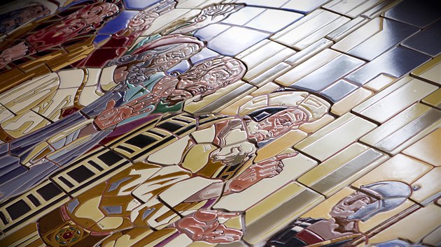 Kopie keramick mozaiky Jano Khlera pro kovou cestu na Hostn od socha Vojtcha Paka a Passionarie Pak.