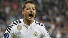 Javier Hernández z Realu Madrid slaví gól ve tvrtfinále Ligy mistr proti...