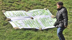 Protest proti stavb úloit jaderného odpadu na eínku u Jihlavy.