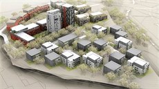 Výhledová studie plánované zástavby v Hloubětíně. Výhledová studie plánované zástavby v Hloubětíně.