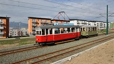 Plechá, taený tramvají 6MT na trati ve Vratislavicích nad Nisou.