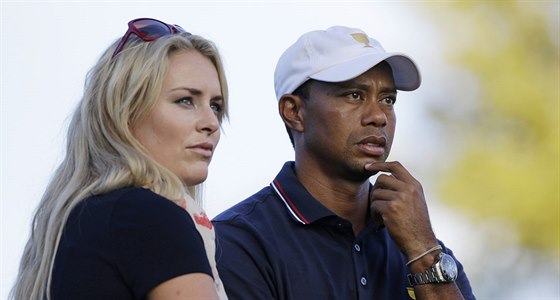 Lindsey Vonnová a Tiger Woods (Dublin, 3. íjna 2013)
