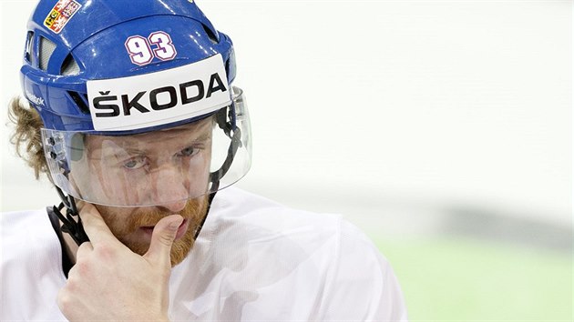 Jakub Vorek na trninku eskch hokejist.