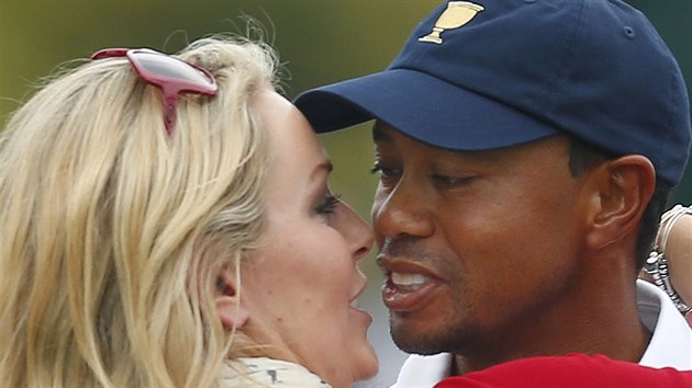 Lindsey Vonnov a Tiger Woods (Dublin, 6. jna 2013)