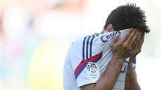 Clement Grenier z Lyonu po prohře svého týmu 0:3 na hrišti Caen. Clement Grenier z Lyonu po prohře svého týmu 0:3 na hrišti Caen.