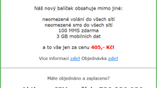 Neomezený tarif Sen s Adagiem s cenou jen 405 korun měsíčně nalákal desítky zákazníků.