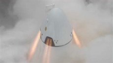 Zábr z raketové zkouky záchranného systému lodi Dragon 2 spolenosti SpaceX v...