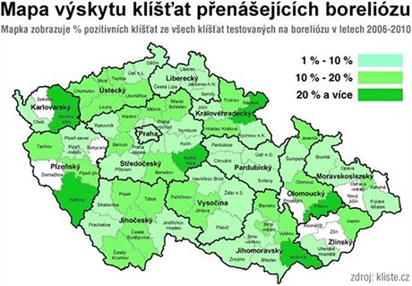 Mapa vychz z daj soukrom laboratoe, kter vyet ron zhruba 800 kl횝at