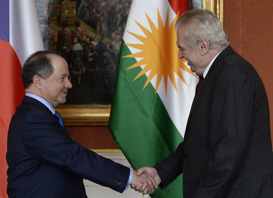 Prezident Milo Zeman (vpravo) pijal v Praze prezidenta iráckého autonomního...
