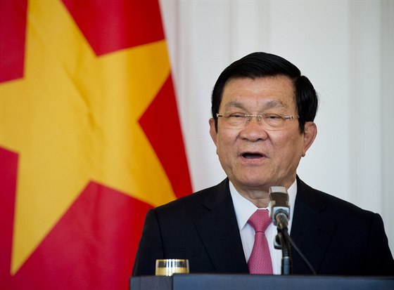 Vietnamský prezident Truong Tan Sang na návtv v Praze (11. kvtna 2015).
