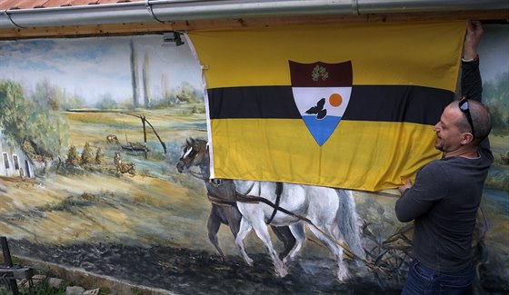 Vlajka samozvaného státu Liberland (1.5. 2015)