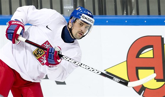 Tomá Plekanec si v pedveer semifinále s Kanadou vyzkouel praský led.