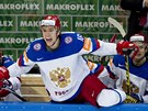 Ruský útoník Sergej Plotnikov bhem semifinále s USA