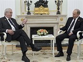 Prezident Milo Zeman pi setkn se svm ruskm protjkem Vladimirem Putinem...