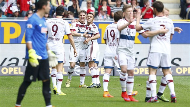 Glov oslava v podn fotbalist Bayernu Mnichov