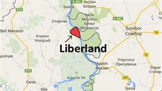 Mapka nov vzniklého státu Liberland u beh Dunaje