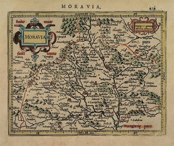 Mapa Moravy z roku 1671