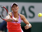 esk tenistka Lucie Hradeck bojuje s Azarenkovou na Roland Garros.