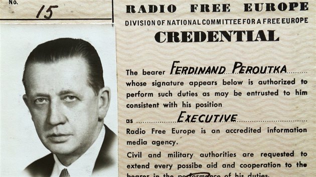 Novinsk prkaz Ferdinanda Peroutky z doby, kdy byl v USA zamstnn v rdiu Svobodn Evropa.