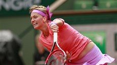 eská tenistka Petra Kvitová podává v prvním kole Roland Garros.