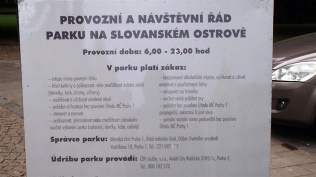 Provozní a návtvní ád Slovanského ostrova - ofína jasn popisuje, co se smí...