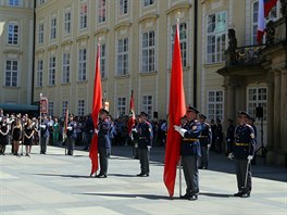 Prezident Milo Zeman pi ceremoniálu na Praském hrad k uctní památky Mistra...