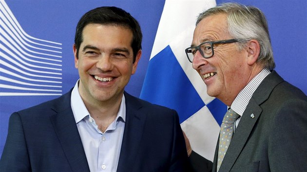 ecký premiér Alexis Tsipras a éf Evropské komise Jean-Claude Jucker na...