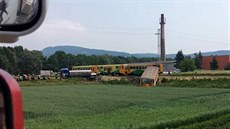 Sráka nákladního auta s osobním vlakem v holeovské ásti Dobrotice.