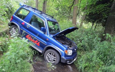 idika u Horního Slavkova na Sokolovsku sjela s autem do potoka.