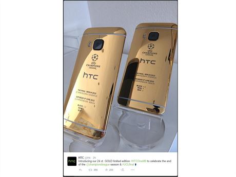 HTC se na Twitteru pochlubilo zlatm One M9. K focen si pizvali iPhone 6