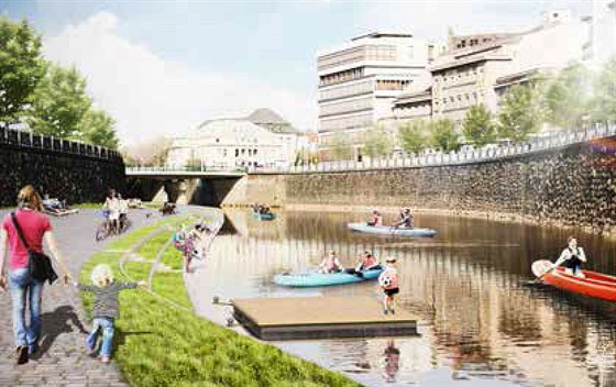 Návrh eení náplavky eky Radbuzy mezi Wilsonovým mostem a mostem U Jána v...