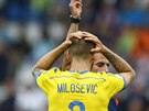 védský stoper Alexander Milosevic v utkání mistrovství Evropy do 21 let...
