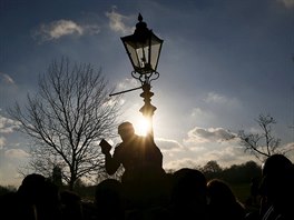 A speaker addresses a crowd at Speakers' Corner in Hyde Park, London, Britain...