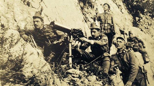 Vojáci z 1. svtové války v Dolomitech.