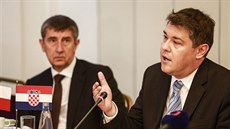Tisková konference ministra financí Andreje Babie a jeho chorvatského...