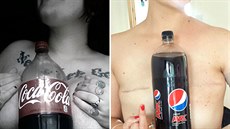 Ženy se fotí s limonádou mezi ňadry, aby upozornily na rakovinu prsu. Žena po... Ženy se fotí s limonádou mezi ňadry, aby upozornily na rakovinu prsu. Žena po...