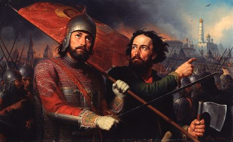 Kuzma Minin (vpravo) a Dmitrij Poarskij vyzývají k boji proti polským...