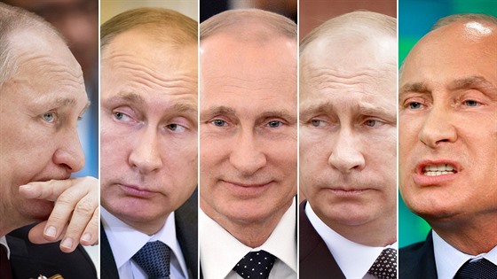 Rzné emoce ve tvái ruského prezidenta Vladimira Putina na snímcích z...