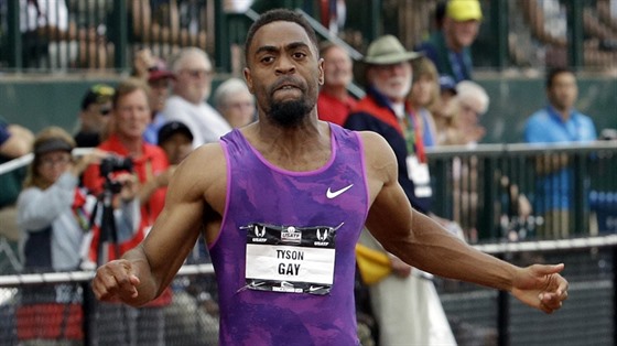 Tyson Gay na americkém ampionátu v bhu na 100 metr.