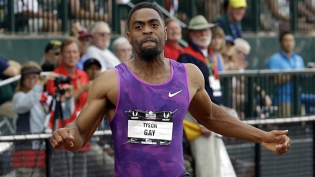 Tyson Gay na americkém ampionátu v bhu na 100 metr.