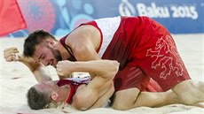 Jan Hadrava a Přemysl Kubala (dole) se radují z bronzové medaile z Evropských... Jan Hadrava a Přemysl Kubala (dole) se radují z bronzové medaile z Evropských...