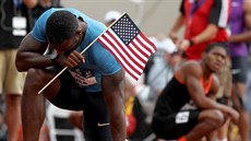 Justin Gatlin jako americký šampion na 200 metrů pro rok 2015 Justin Gatlin jako americký šampion na 200 metrů pro rok 2015