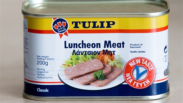 Luncheon Meat od dánského výrobce Tulip se pro Česko vyrábí z kuřecího... Luncheon Meat od dánského výrobce Tulip se pro Česko vyrábí z kuřecího...